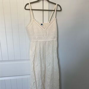 White Sleeveless Crochet Maxi Dress